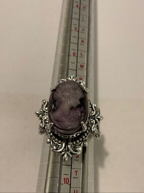 Silver plated cameo ring